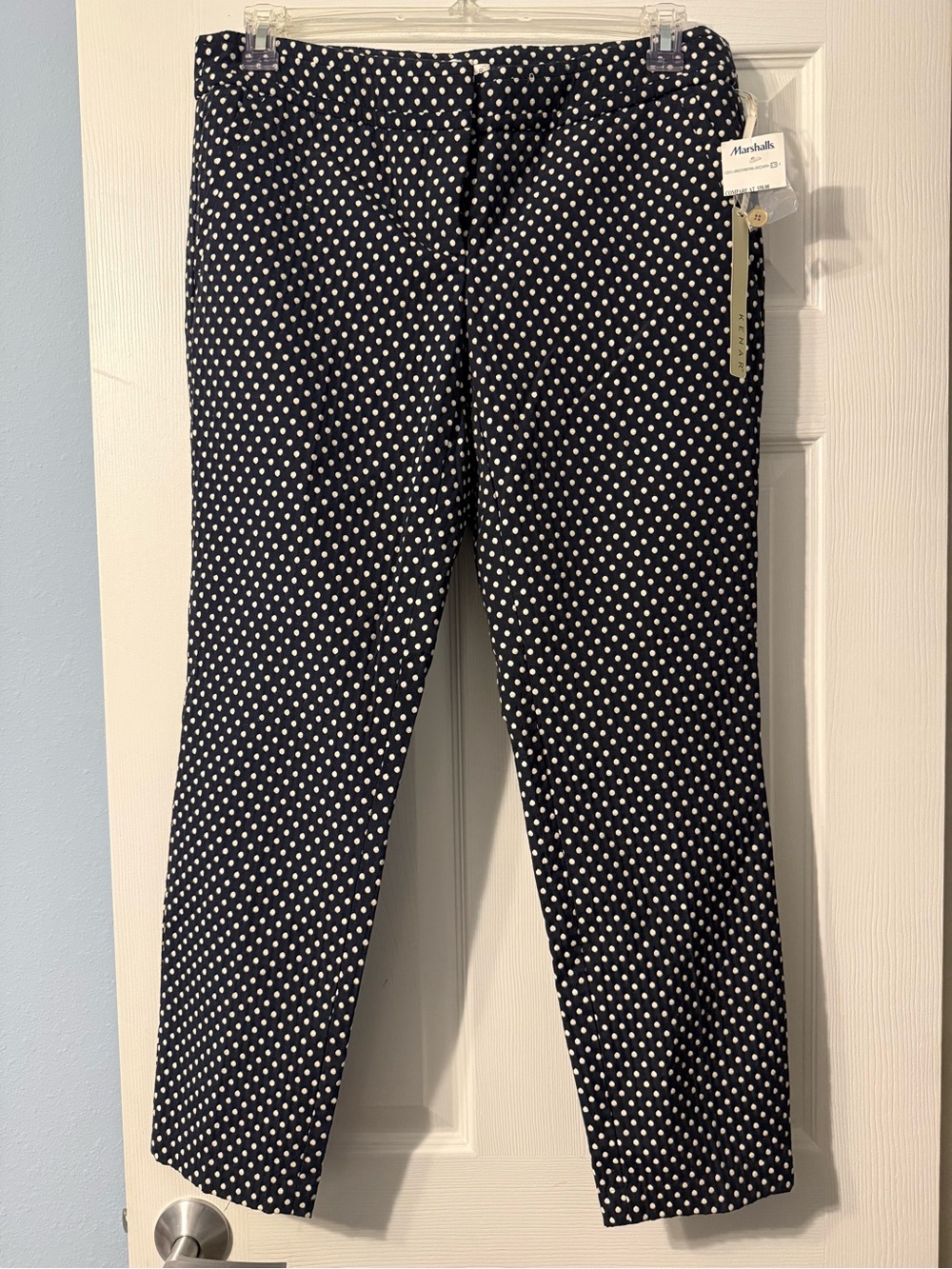 Kenar Navy and White Polka Dot Cropped Pants